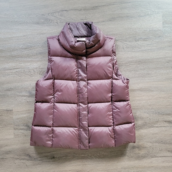 Eileen Fisher Maroon Cassis Recycled Nylon Funnel Neck Vest Size Large - Picture 4 of 14